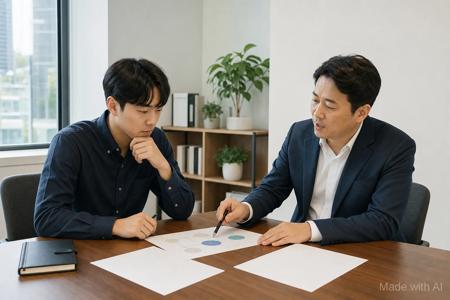 창업자가 벤처기업확인 유형과 신청 준비 순서를 상담받는 모습